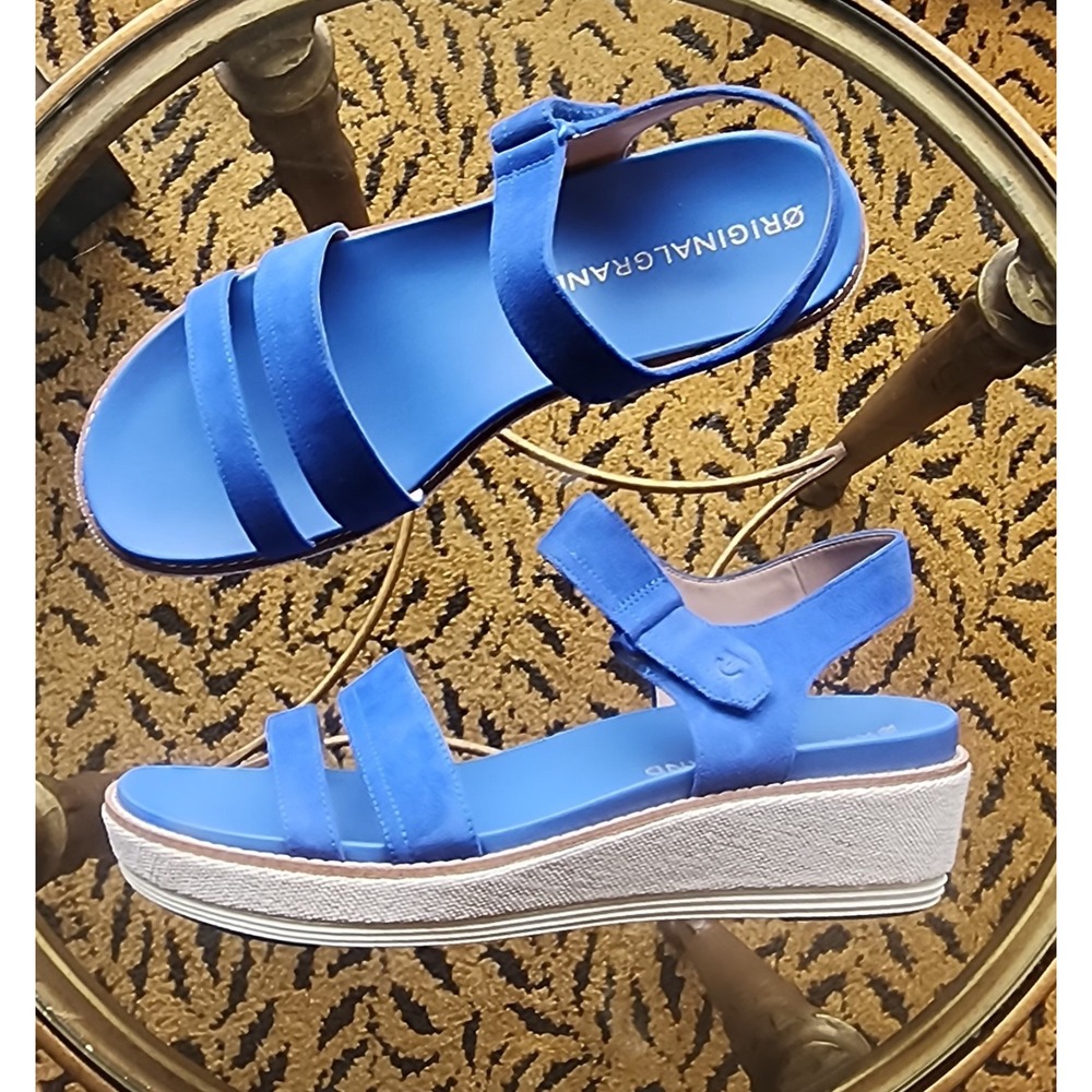 $190 Cole Haan Women's ØG Blue Suede Peyton Flatform Sandals Sz 9.5 W32542 - Picture 2 of 9